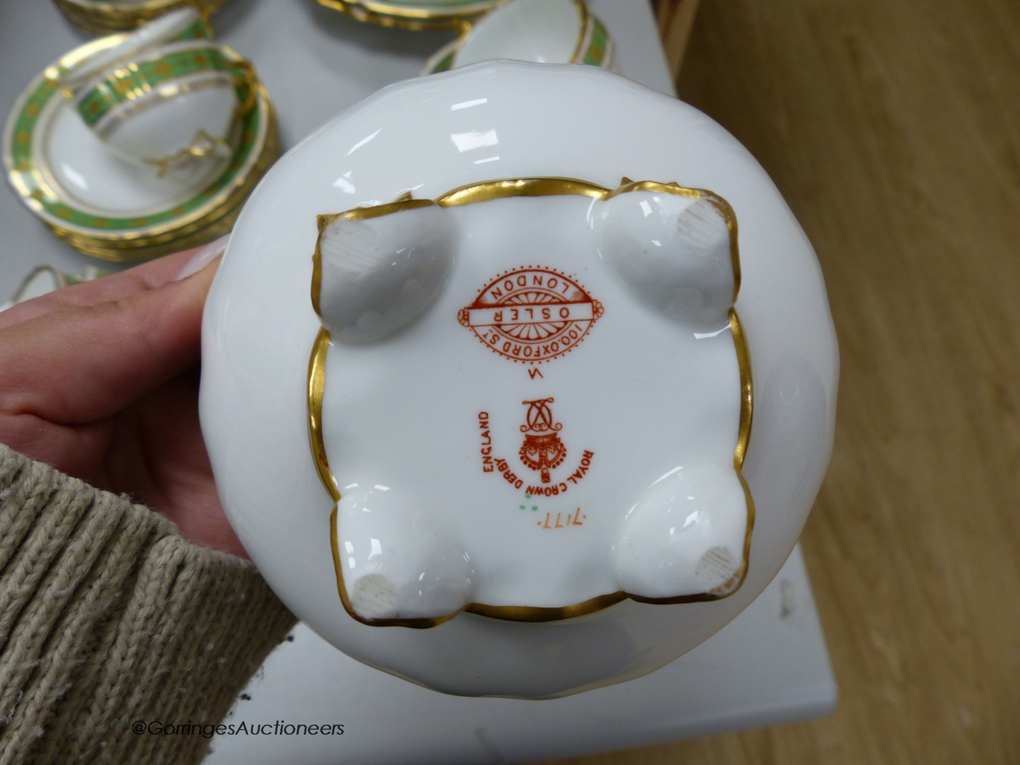 A Royal Crown Derby part tea set, Retailed by Osler, London